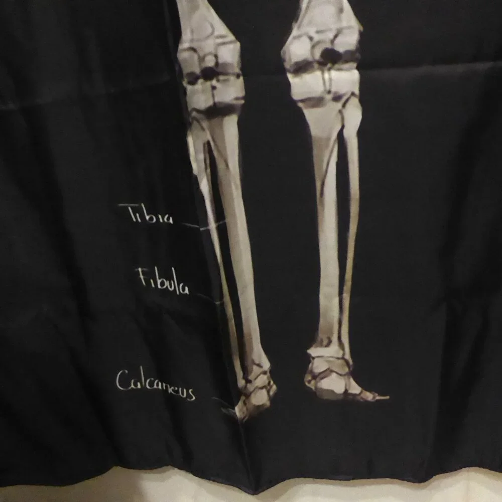 NEW GOTHIC HALLOWEEN SKELETON MEDICAL ANATOMY ILLUSTRATION SHOWER CURTAIN ODDITY